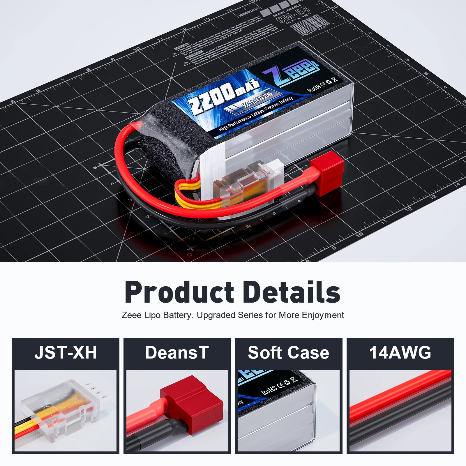 ZEEE 3S 2200mAh Shorty LiPo Battery 11.1V 50C XT60 Plug