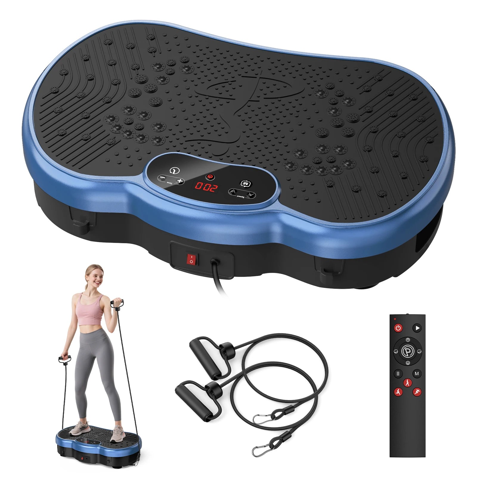 HTMM Fitness Vibration Plate Whole Body Exercise Machine With 120 Speed Levels Calorie Tracking Fat Burning Home Gym