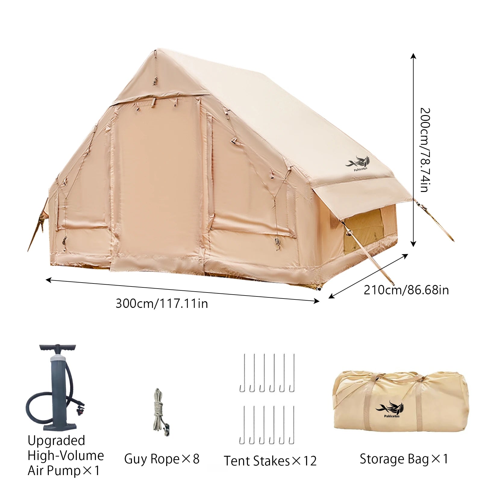 Pakicetus Inflatable Tent With Skylight Quick Setup Family Tent