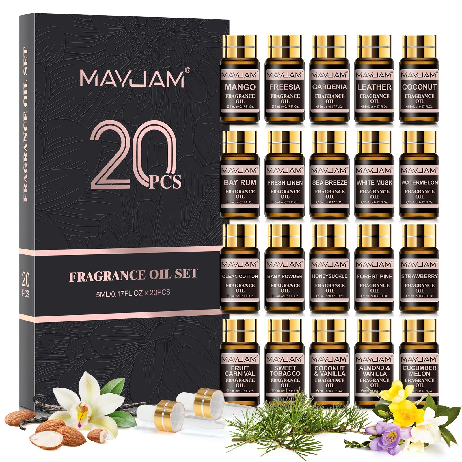 MAYJAM 20 Bottles Essential Oils Gift Box Assorted Scents
