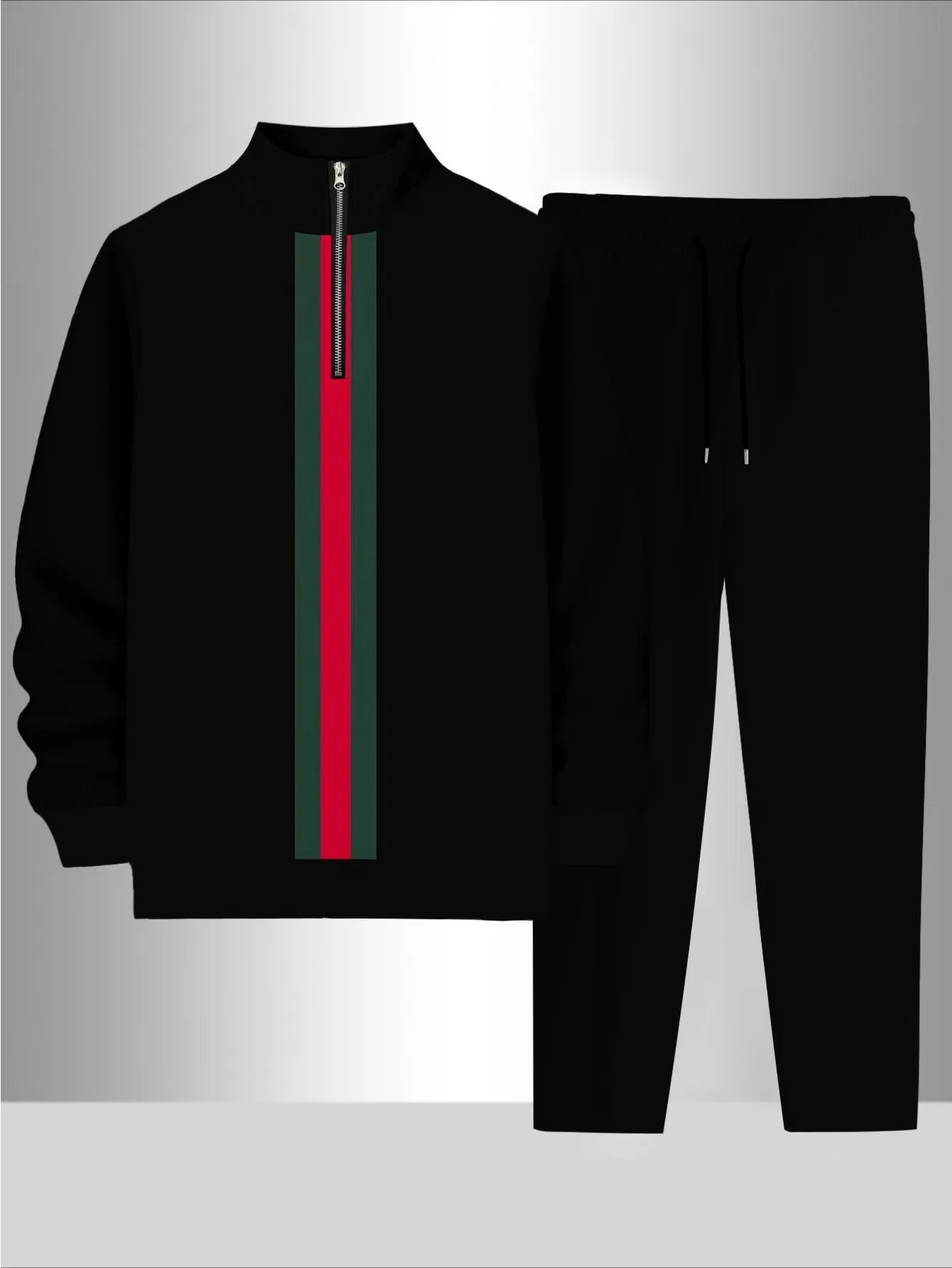 European American Men's Digital Printed Stand-Up Half-Zip Sports Set