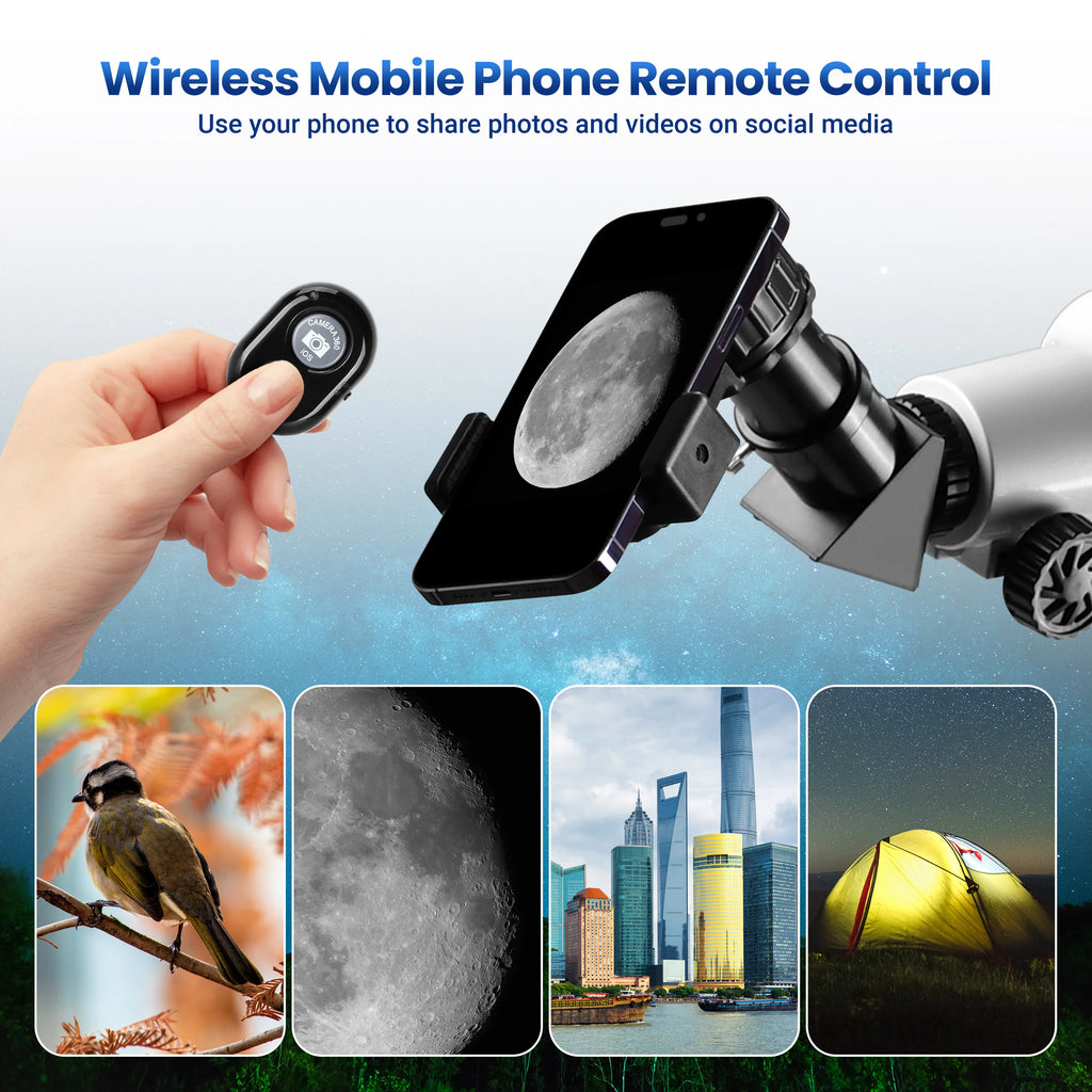 ESSLNB 80mm Aperture 700mm Astronomy Telescope with Phone Adapter Wireless Remote Stargazing Phone Mount for Beginners Adults