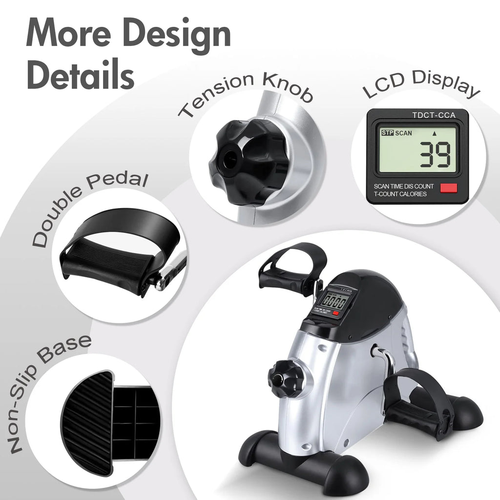Mini Under Desk Pedal Exerciser Multi-Function LCD Display