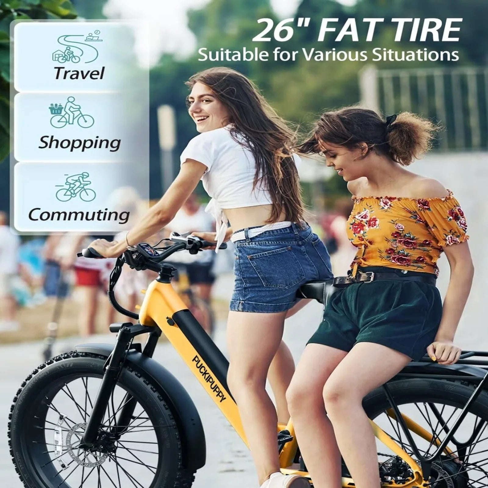 PUCKIPUPPY Samoyed Electric Bike 960W Peak 28MPH Fat Tire Warranty