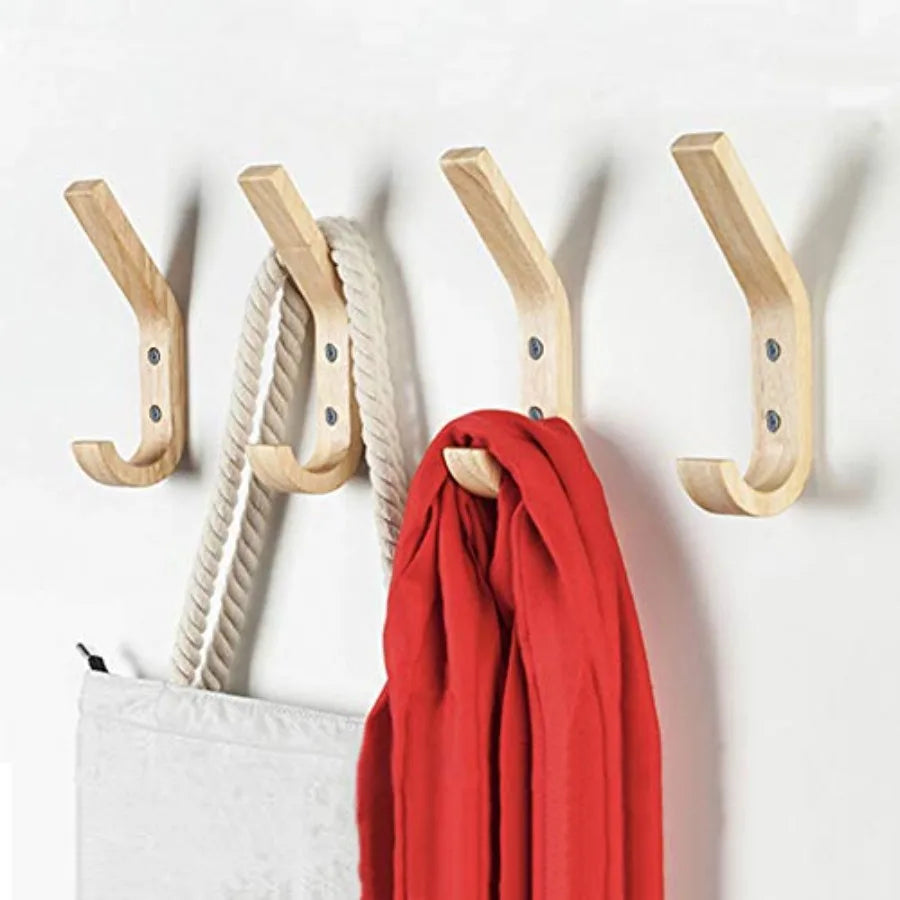 HeavyDuty WallMounted WoodenCoatHooks NaturalOak For Organization AndStorage HomeUse