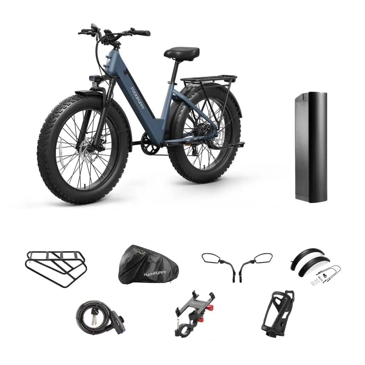 PUCKIPUPPY Samoyed Electric Bike 960W Peak 28MPH Fat Tire Warranty