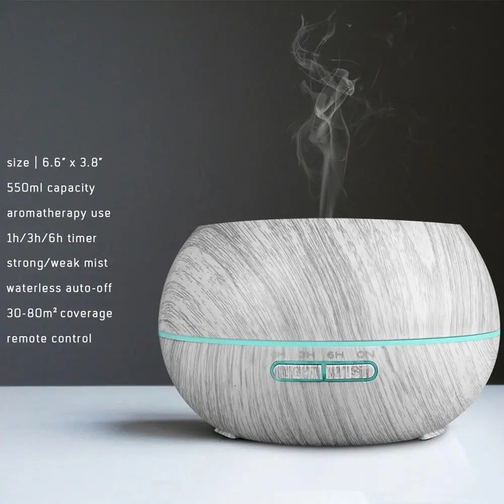 LISM Wood Grain Essential Oil Diffuser and Humidifier With Remote