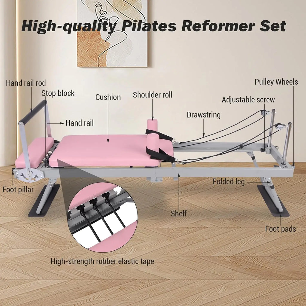 Pilates Reformer Machine Foldable For Home Gym Workout Equipment