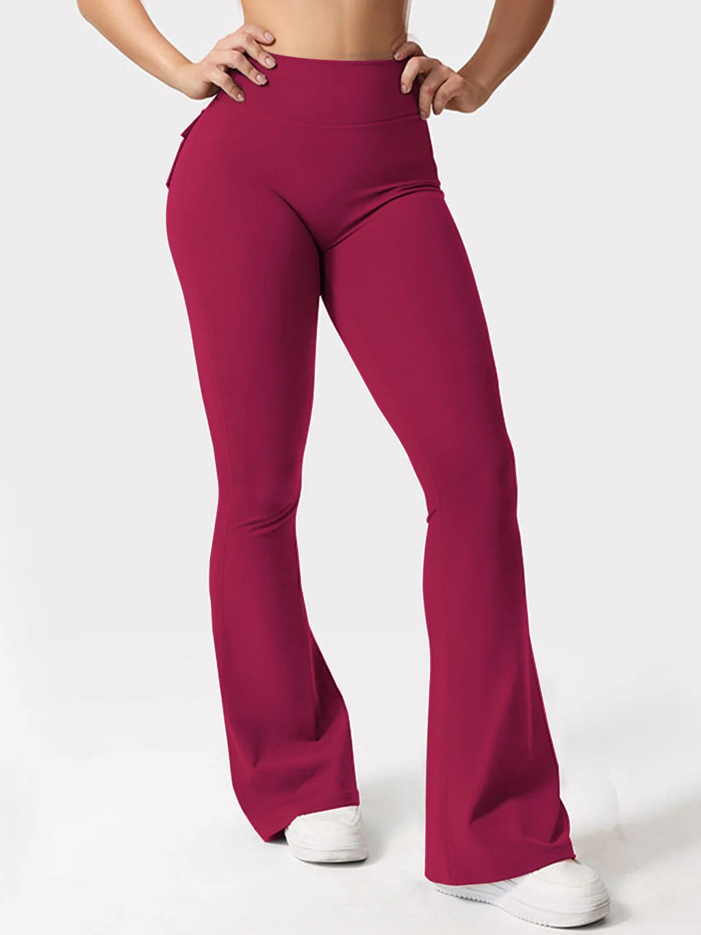 Women's Yoga Flare Trousers High Waist Wide Leg With Pockets