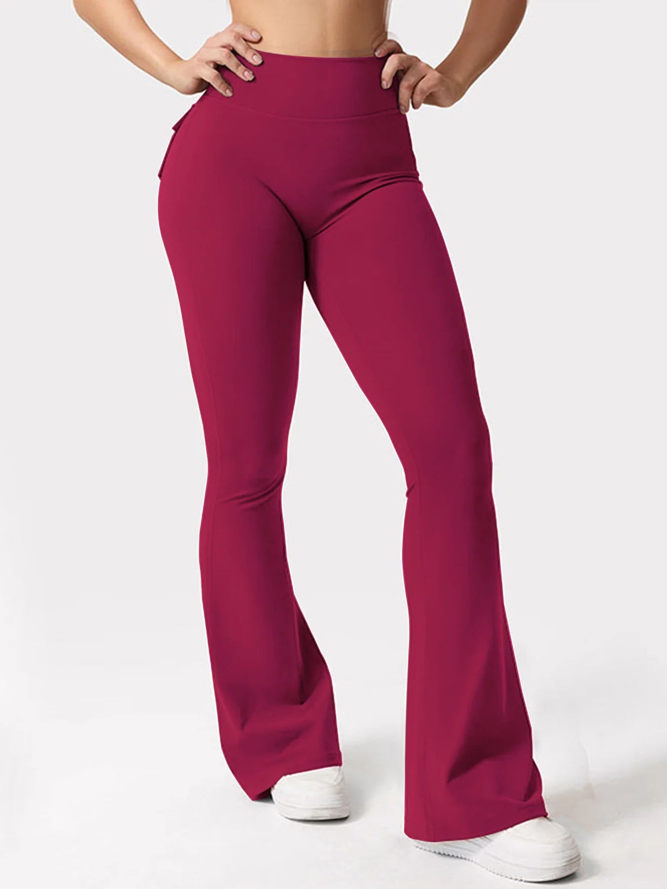 Women's Yoga Flare Trousers High Waist Wide Leg With Pockets