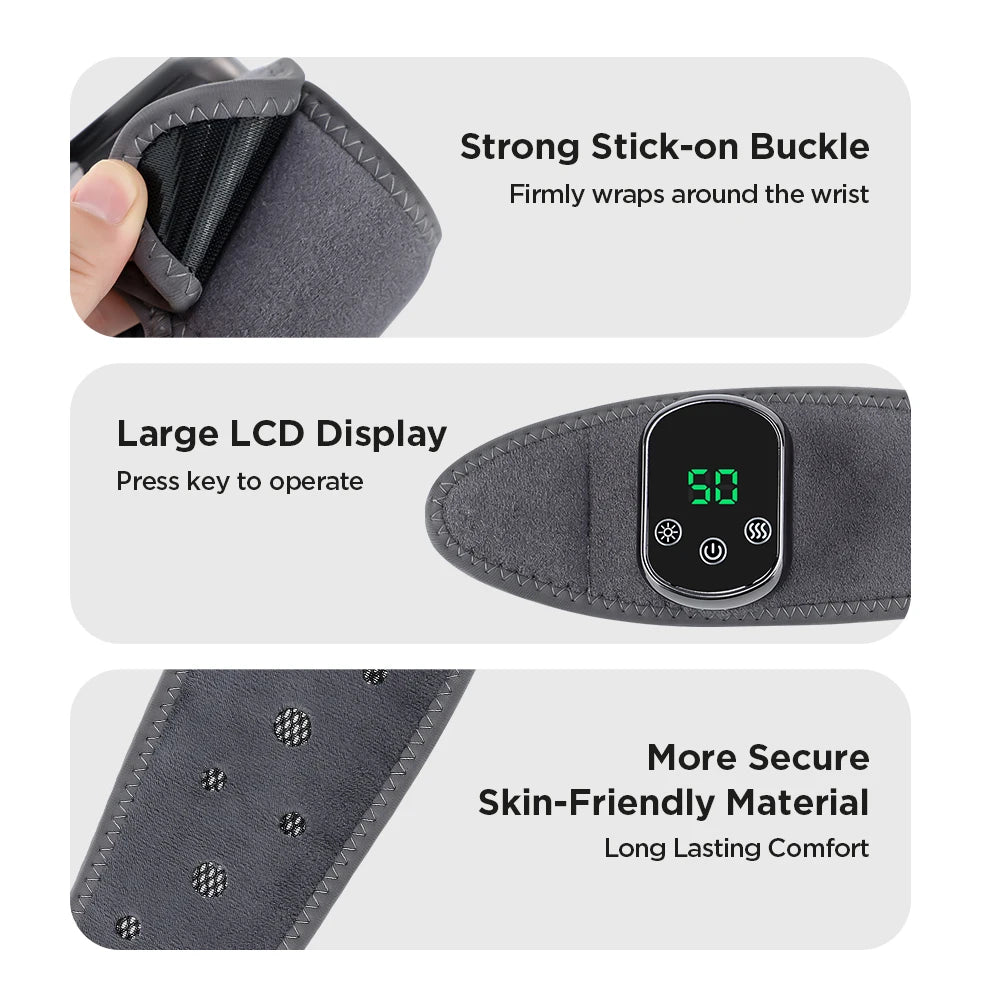 Wireless Electric Heating Wrist Massager 5 Levels Hot Compress 3 Levels Vibration Hand Massage Wrist Guard Band Support Belt