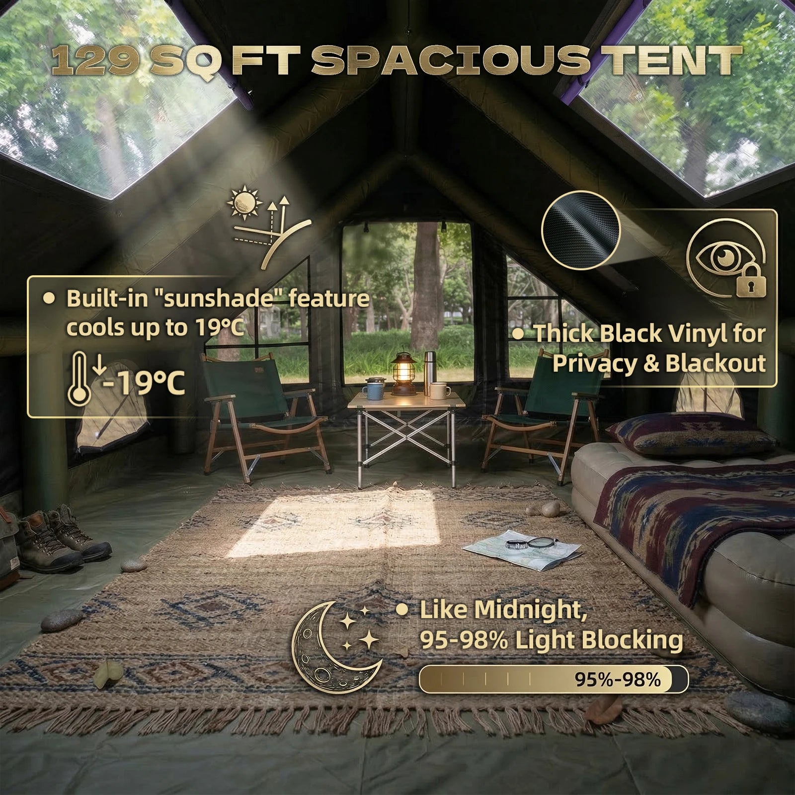 SENLEETO Quick Setup Inflatable Tent Waterproof Family Camping