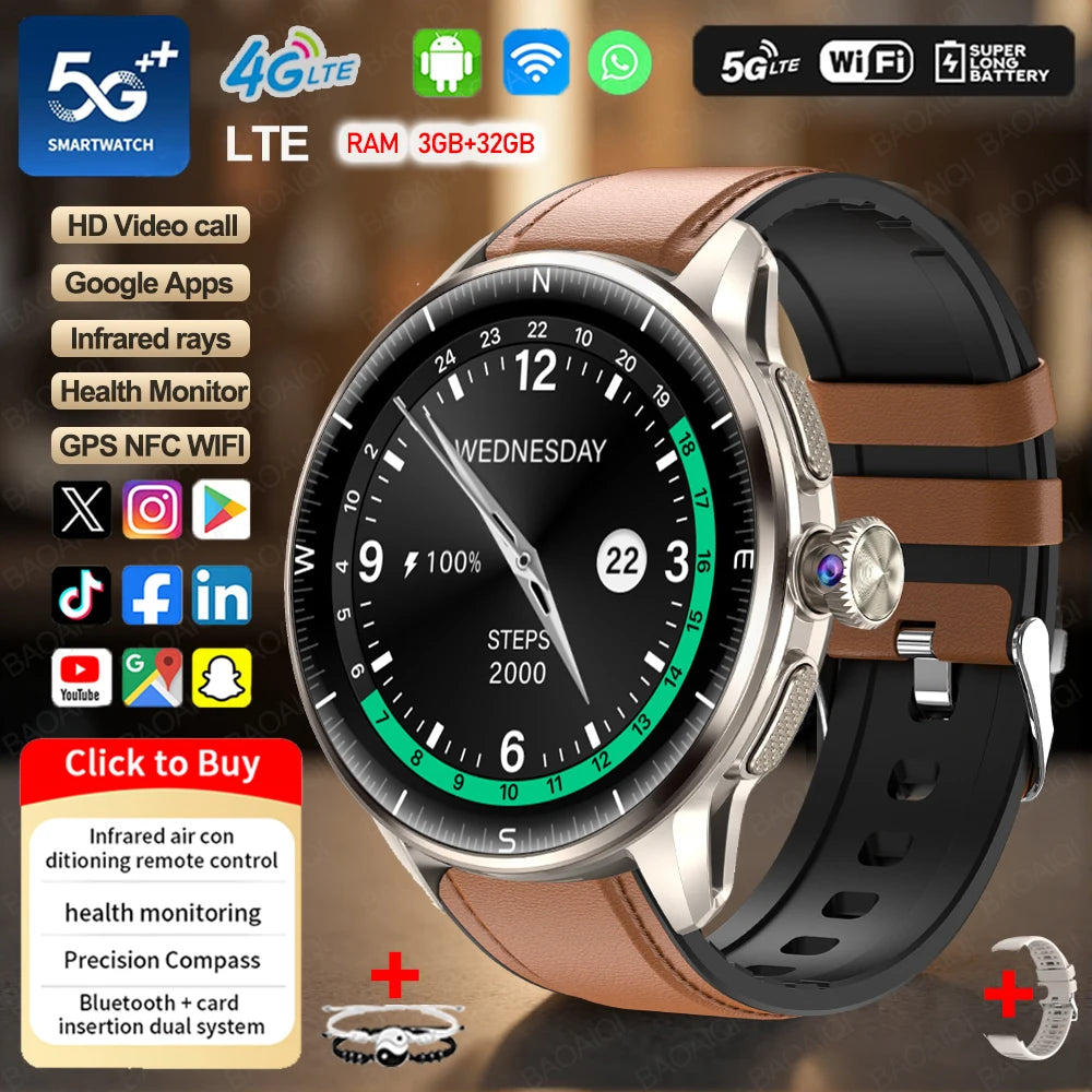 5G and 4G Smartwatch with AMOLED Display and Google Play
