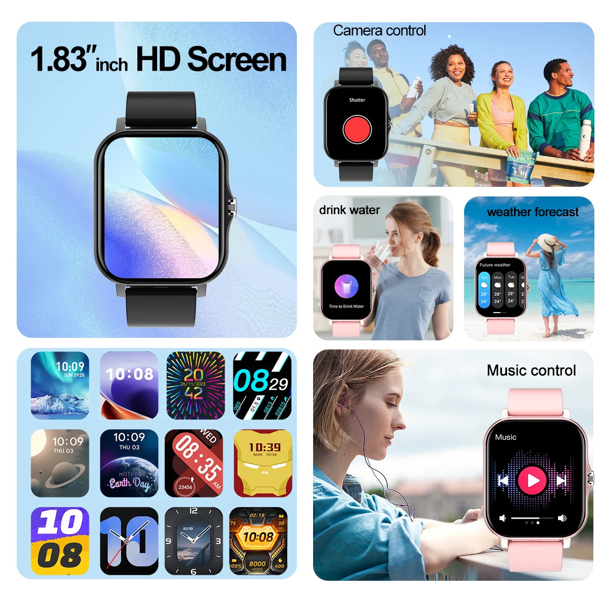 Smartwatch With Call Answer, Call Rejection, Android Iphone Compatible