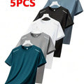 5pcs Quick Dry Breathable Athletic T-Shirts For Men Running Gym Training