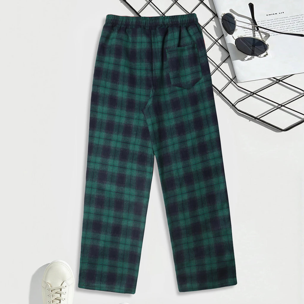 NONECN Men's Checkered Lounge Pants With Adjustable Drawstring Waistband Everyday