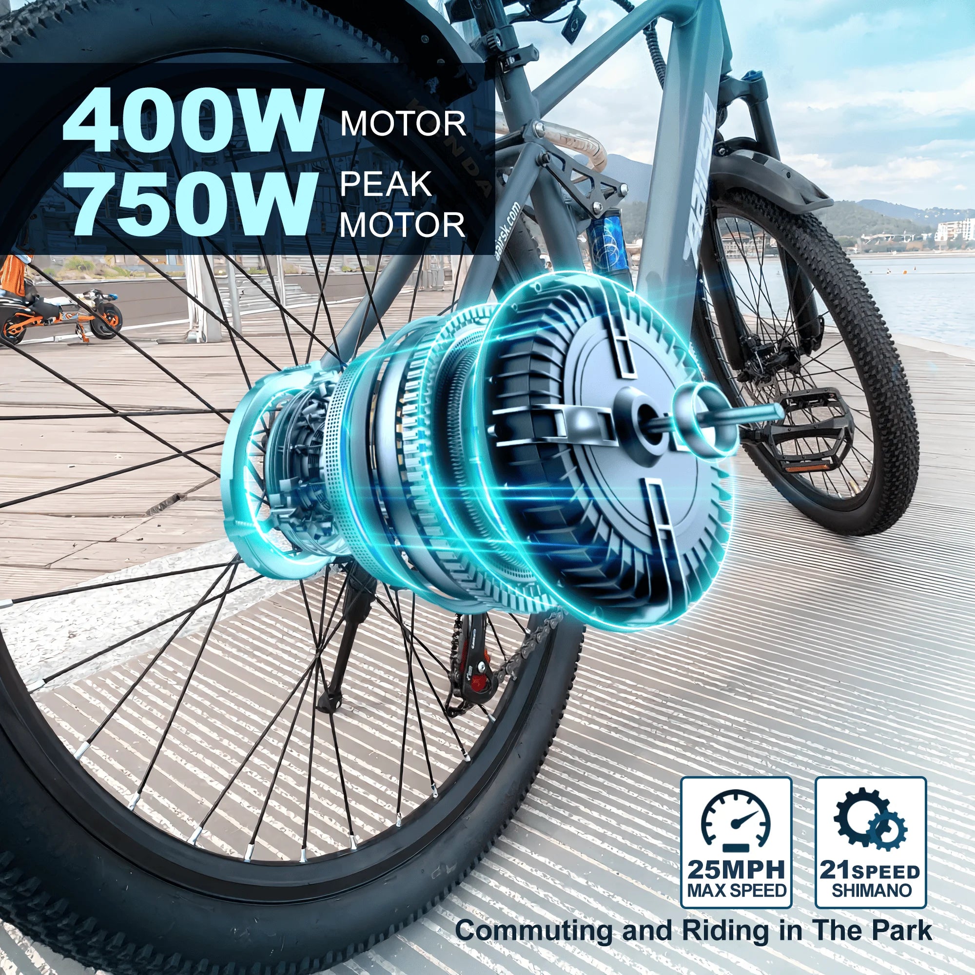 GT900 750W 36V Electric Mountain City Bike With 21 Speed