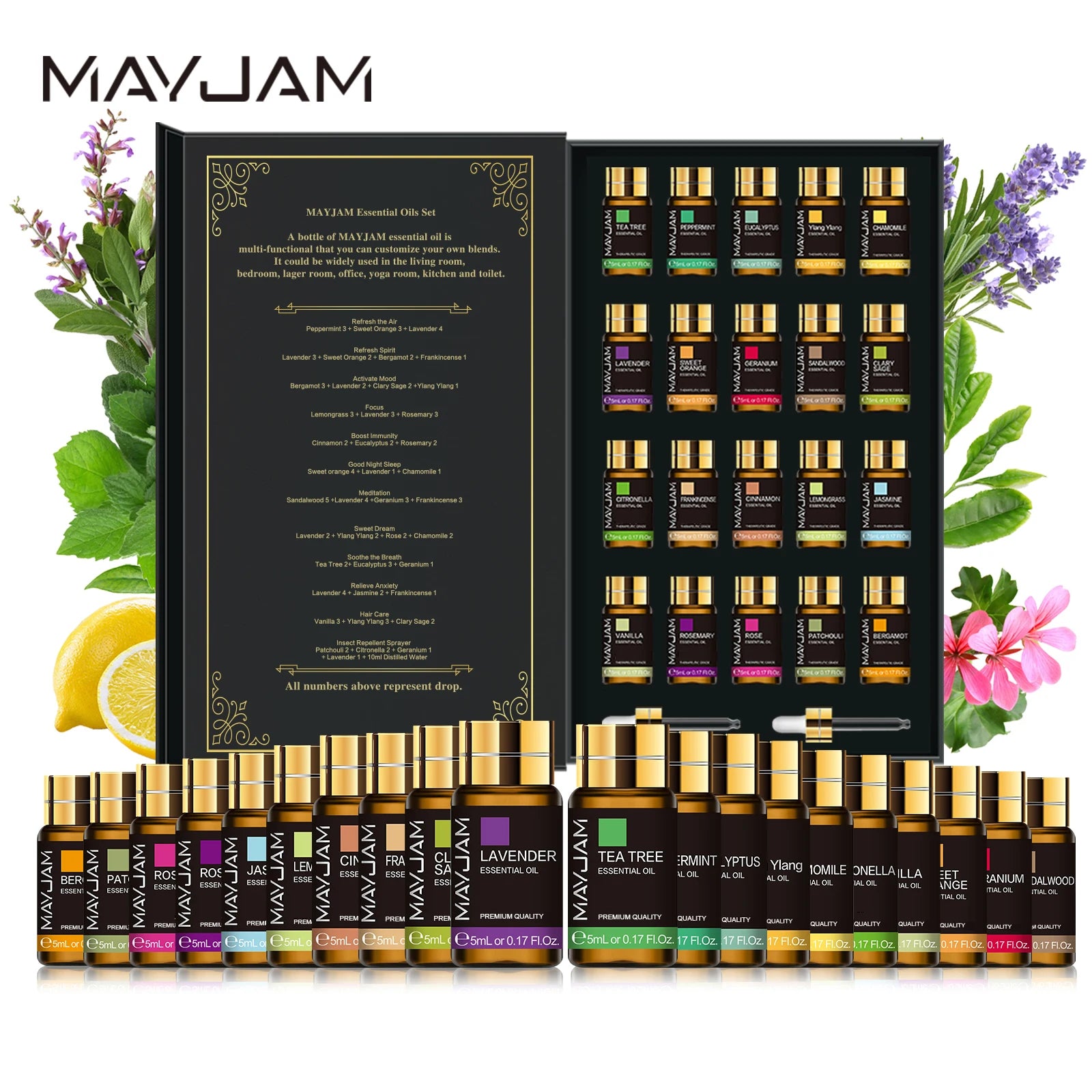 MAYJAM 20 Bottles Essential Oils Kit Set Premium Quality
