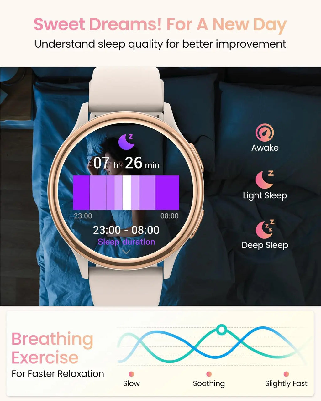 AnyloopCa Women Smartwatch FitnessTracker Bluetooth53 Calls HealthMonitor Faces Wellness