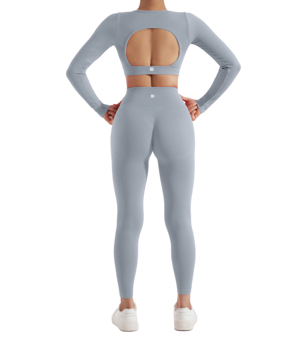 NONECN Yoga Set Women Quick Dry Sports Suit Long Sleeve