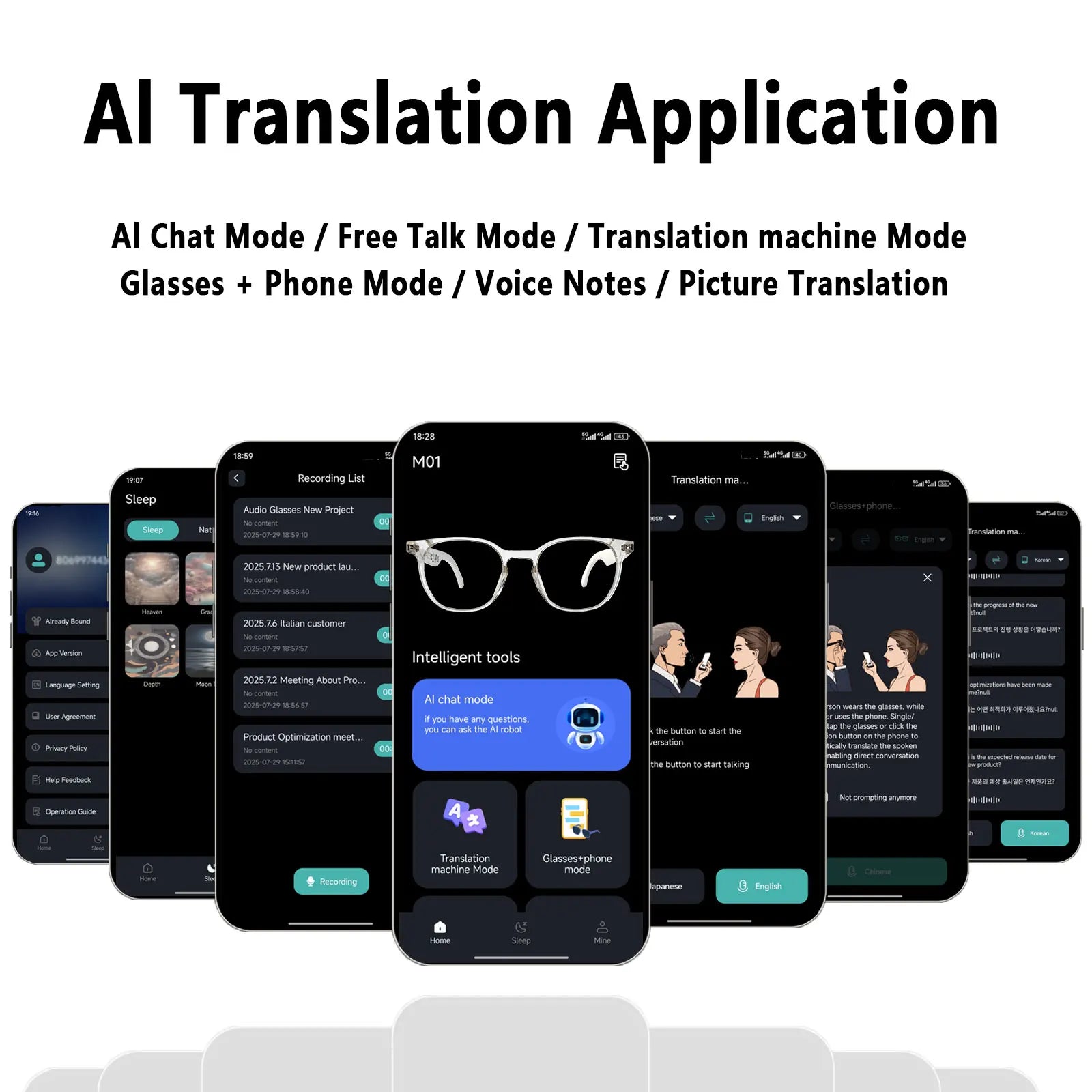 Giinova AI Translation Smart Glasses With Photochromic Lenses
