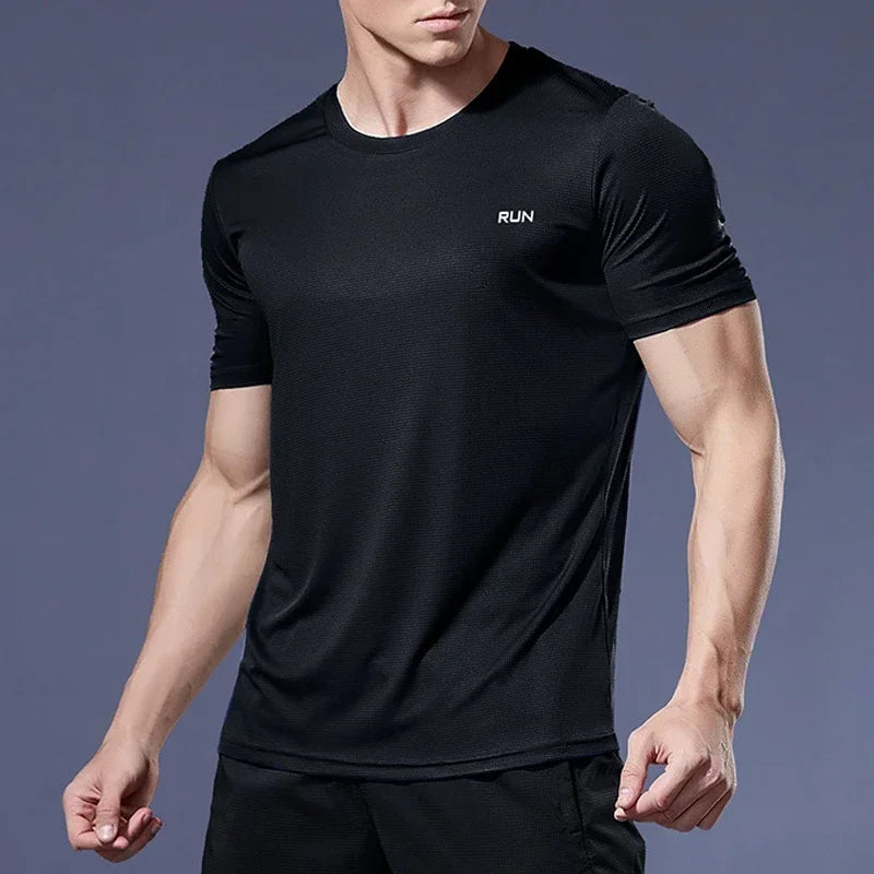 Men's Summer Breathable Elastic Ice Silk T Shirt Quick Dry