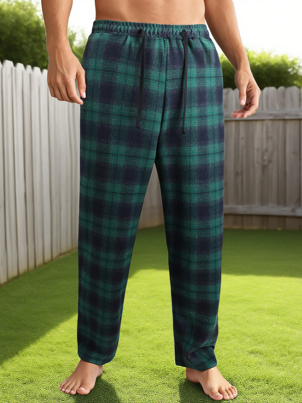NONECN Men's Checkered Lounge Pants With Adjustable Drawstring Waistband Everyday