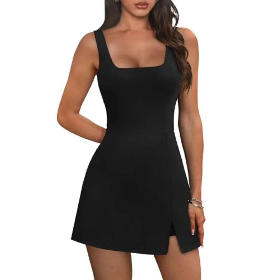 Athletic Dress For Women Built In Shorts With Pockets Knee Length