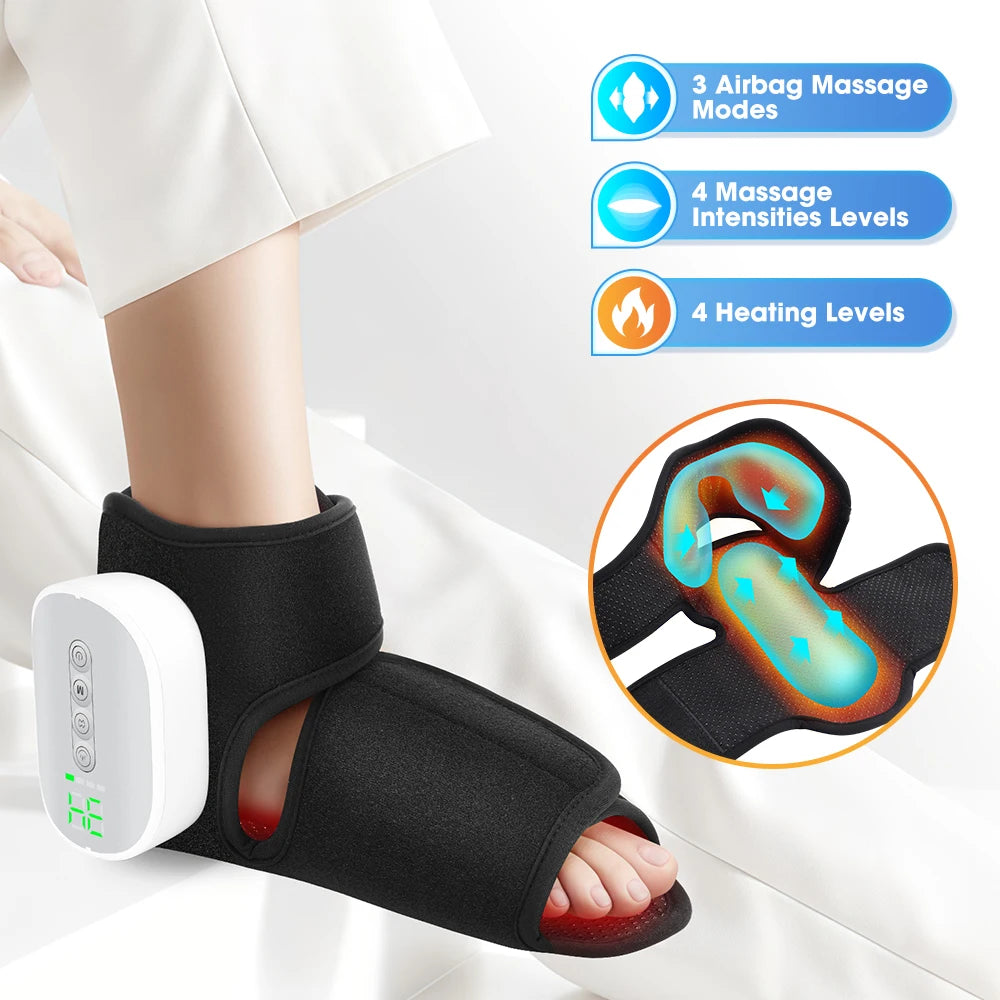 Hailicare Heated Ankle Foot Massager With Air Compression 4 Levels