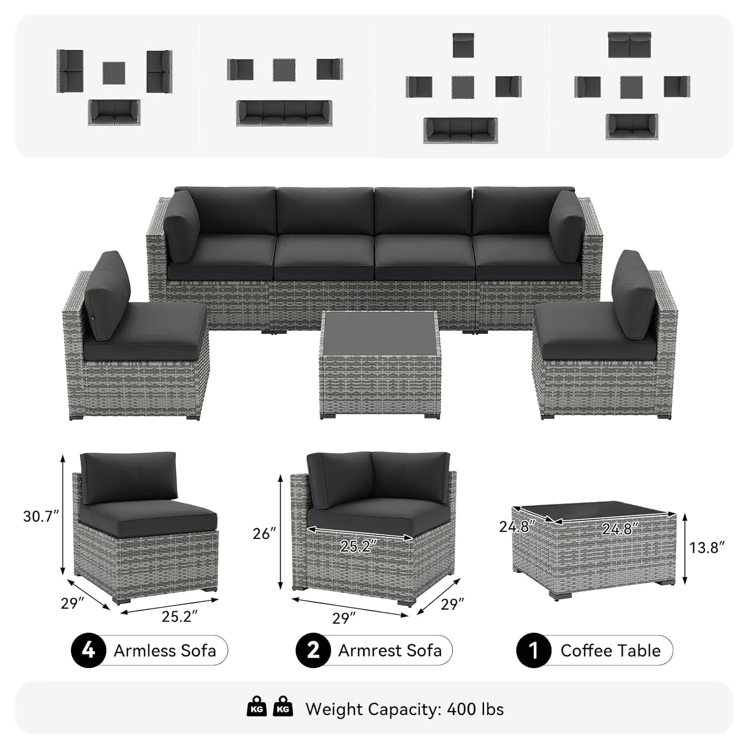 XIAOLANG Wicker Patio Furniture Set Outdoor Conversation Set