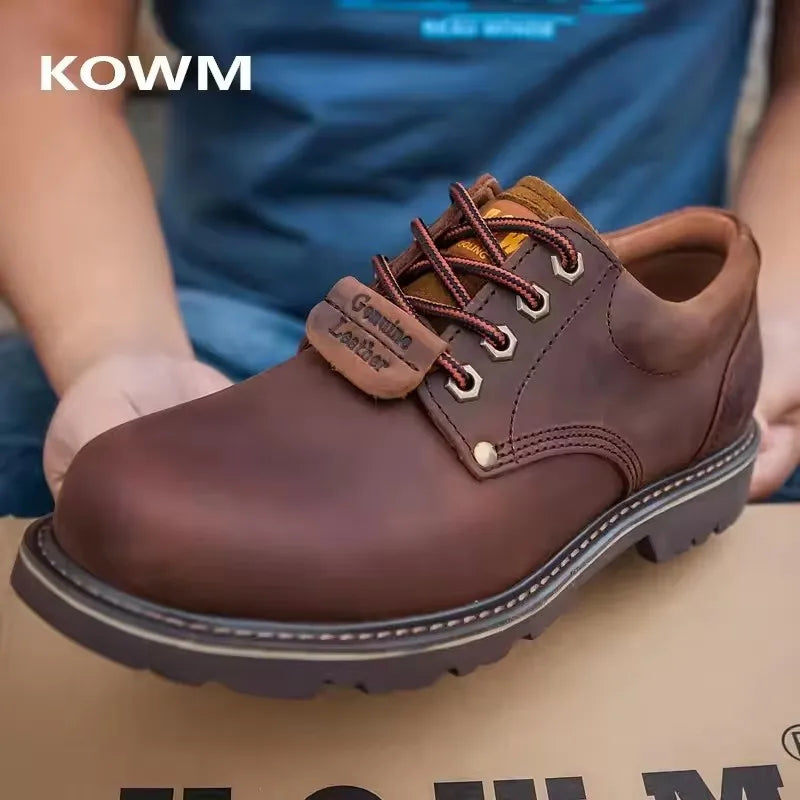 KOWMCN Unisex Cowhide Hiking Shoes Waterproof Tactical Boots