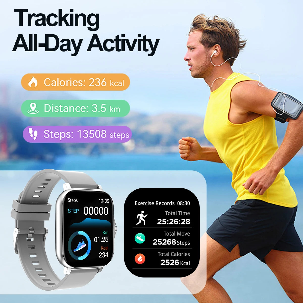 Smartwatch With Call Answer, Call Rejection, Android Iphone Compatible