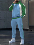 Men's European American Sports Knit Set Long Sleeve Top Pants
