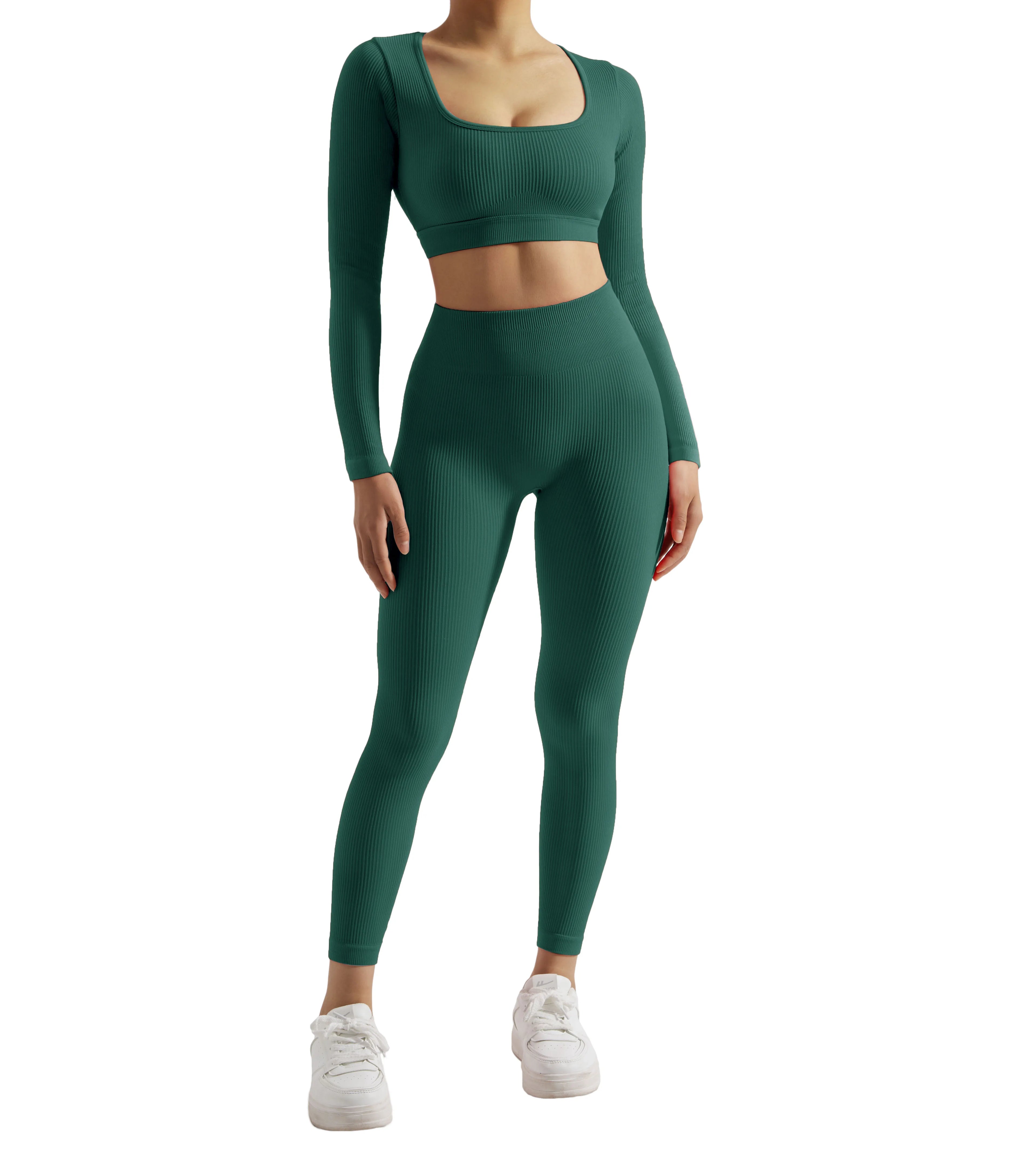 NONECN Yoga Set Women Quick Dry Sports Suit Long Sleeve