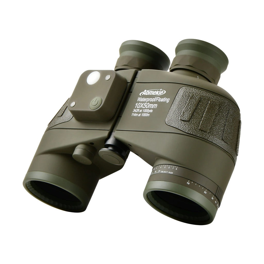 AO3097 10x50 HD Marine Binoculars With Rangefinder Compass BAK4 Prism