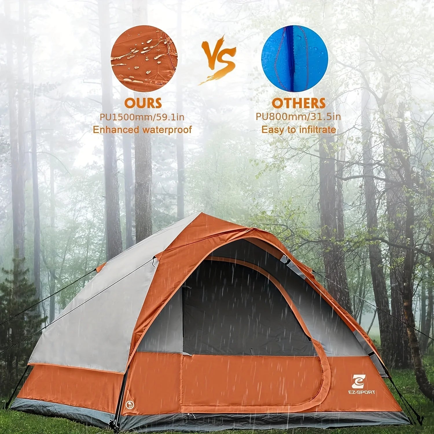 Unp Pop Up Camping Tent Instant Setup With Rain Fly Waterproof