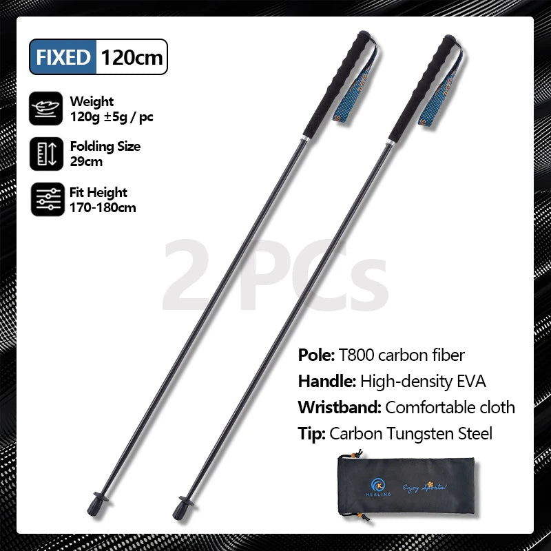 OKHEALINGCN Carbon Fiber Collapsible Telescopic Trekking Poles