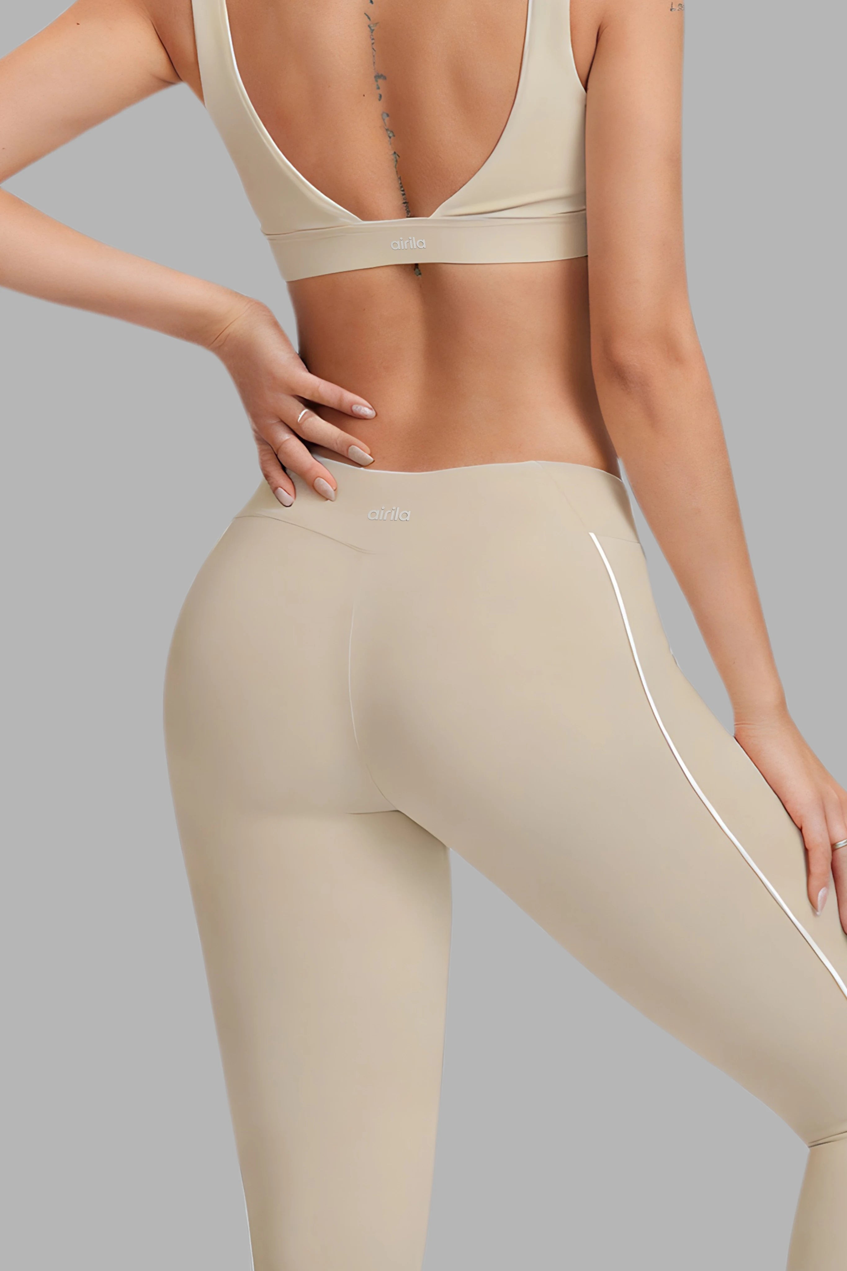 Airila Women's 2 Piece Yoga Set Halter Backless Sports Bra High Waist Leggings