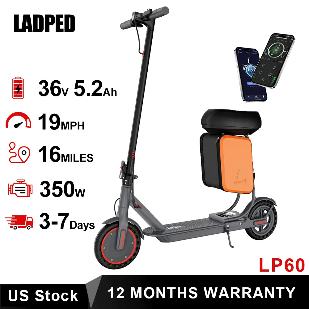Ladped LP60 Electric Scooter 350W 19mph Folding 16 Mile Range