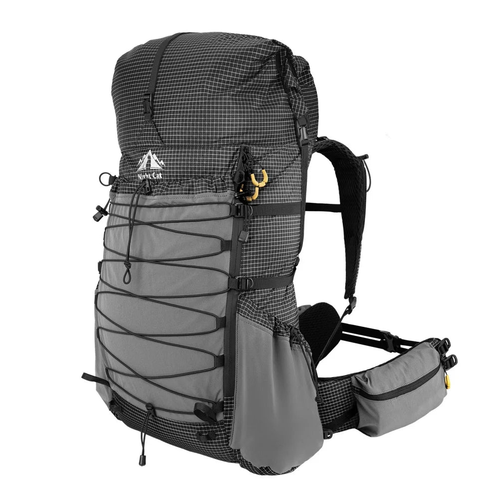 Night Cat Internal-Frame Hiking Backpack with Roll Top Rain Cover