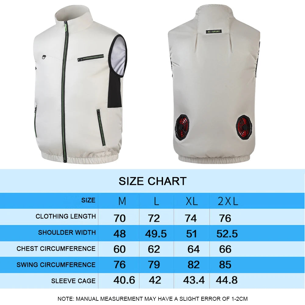 Wearable Cooling Vest Heat Resistant Air Conditioner Clothes Breathable Cooling Fan Vest for Summer Camping Fishing Hiking Work