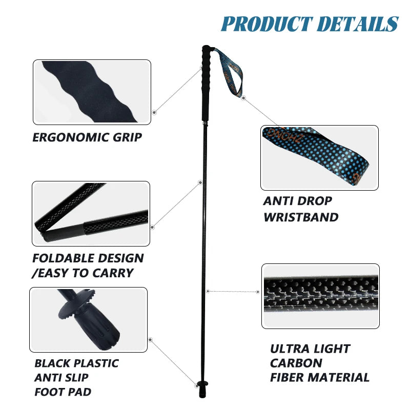 OKHEALINGCN Carbon Fiber Collapsible Telescopic Trekking Poles