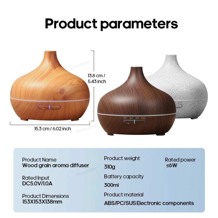 Kinscoter Wood Grain Aromatherapy Diffuser USB Humidifier