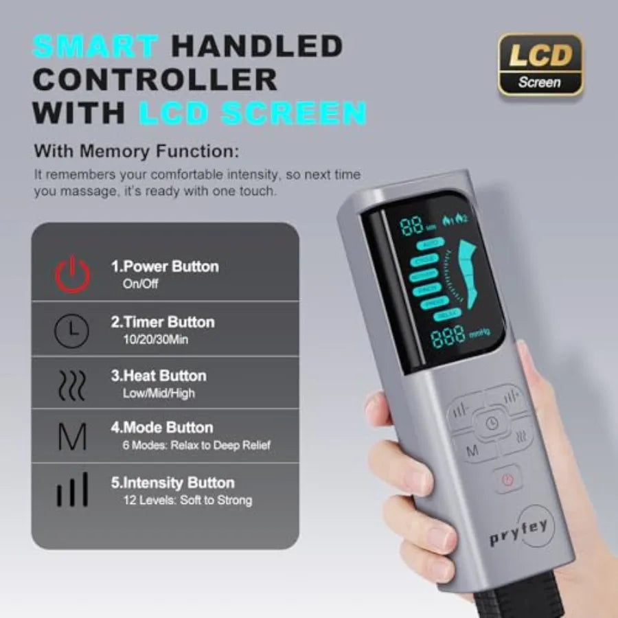Leg Massager with Heat and Compression Foot Massager for Circulation and Pain Relief 3 Timers 12 Intensity 6 Modes 3 Heating wi