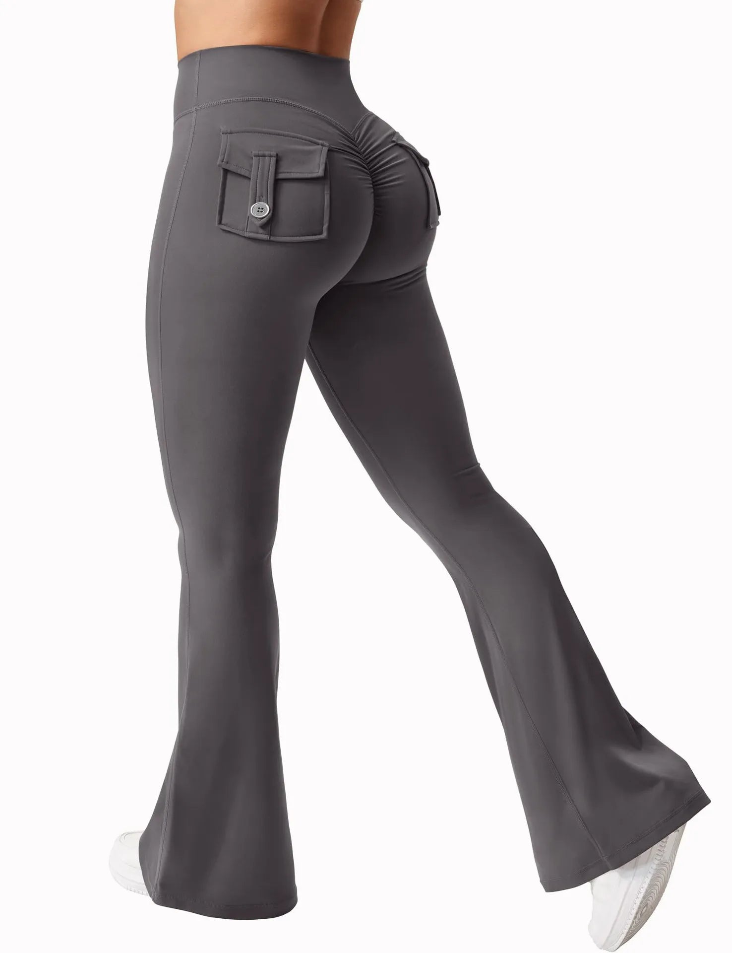 Women Cargo Pocket Yoga Pants High Waist Running Tights