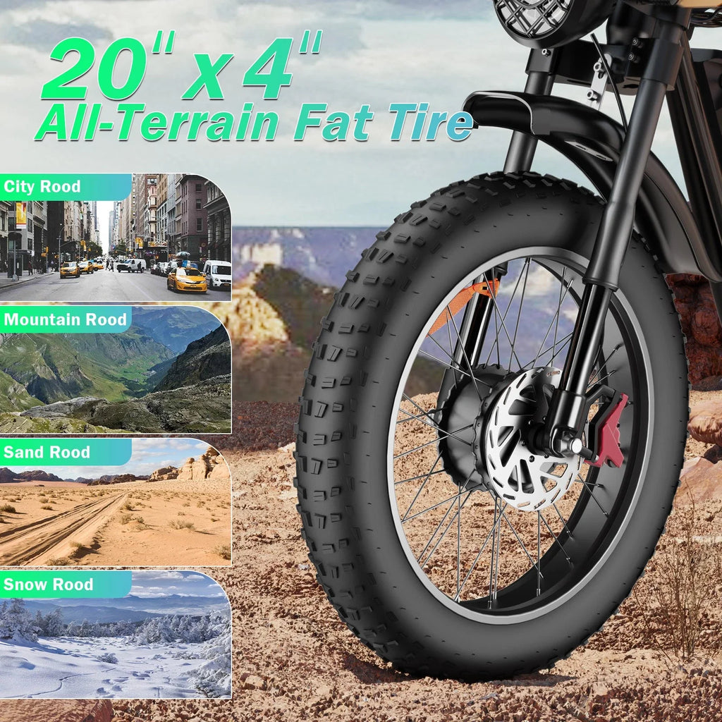 YVY K20 1500W Electric Bike for Adults Fat Tire Range