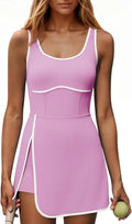 Fisoew Womens Workout Dress With Built-In Bra And Shorts Pockets