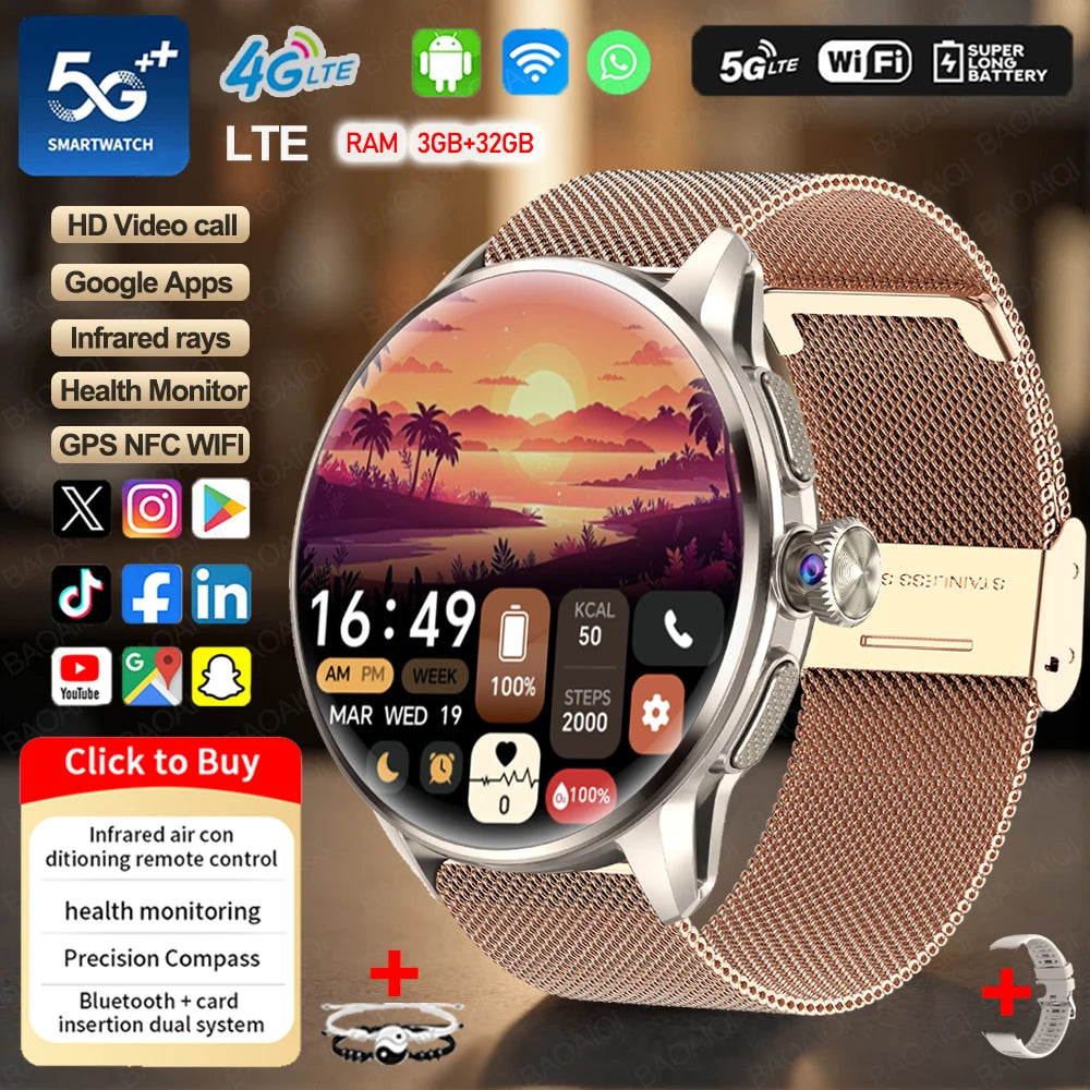 5G and 4G Smartwatch with AMOLED Display and Google Play