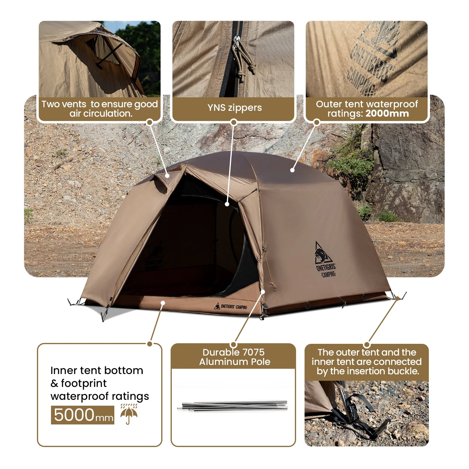 OneTigris Jovian Camping Tent 3 Season Dome Shelter
