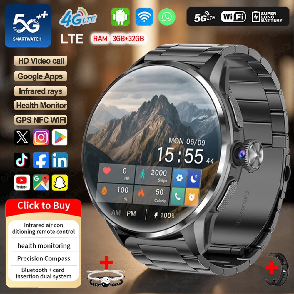 5G and 4G Smartwatch with AMOLED Display and Google Play